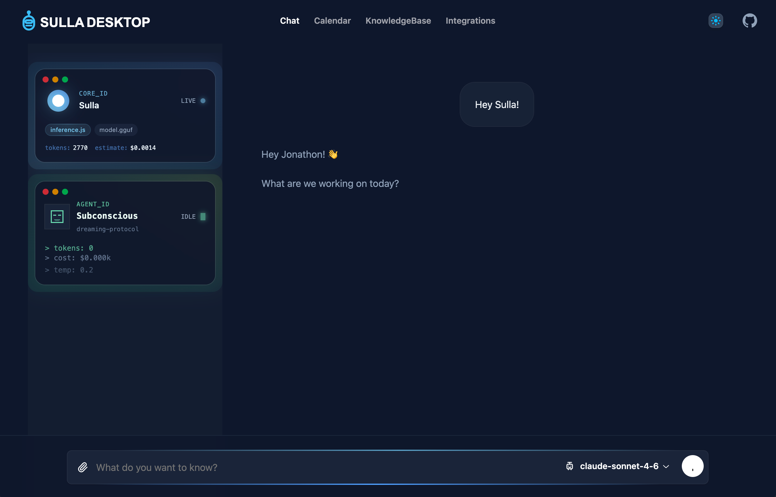 Sulla Desktop AI Assistant Interface