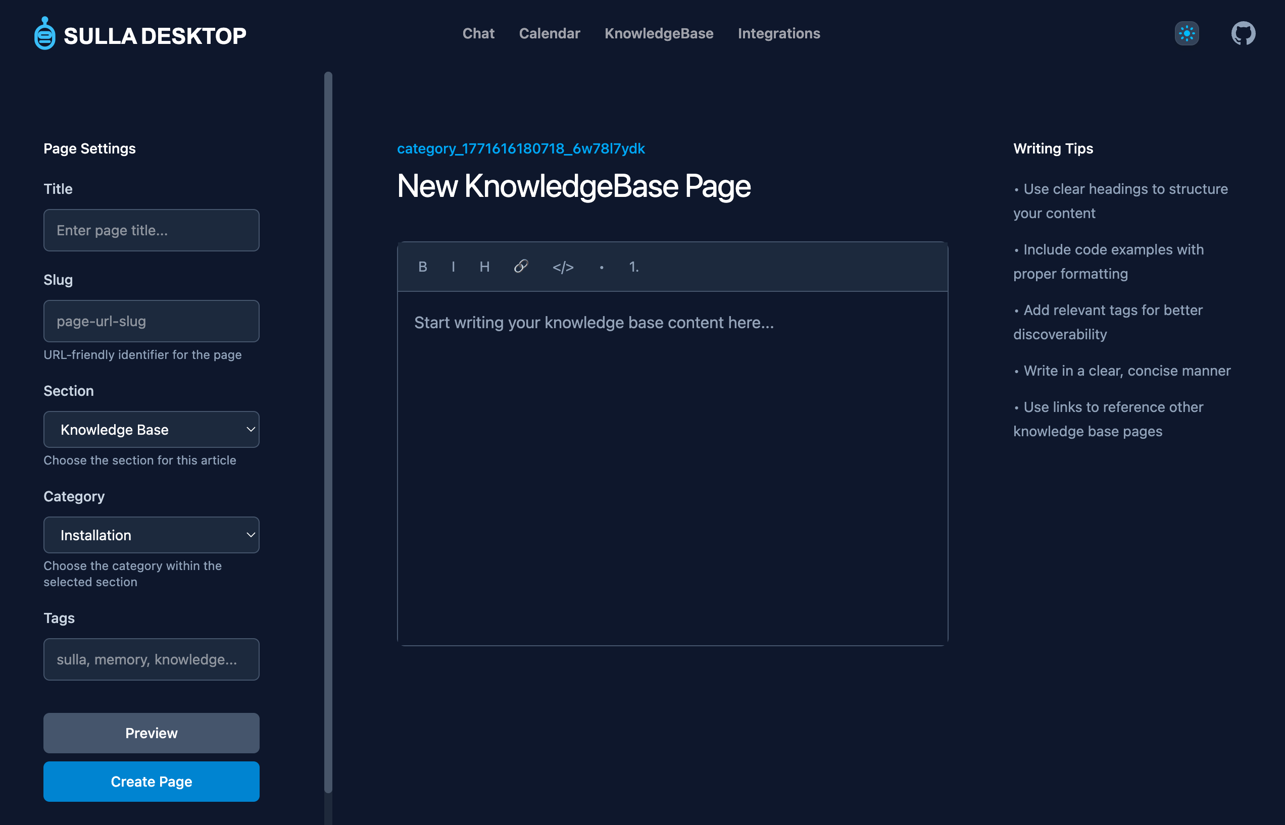 Knowledge Base Create